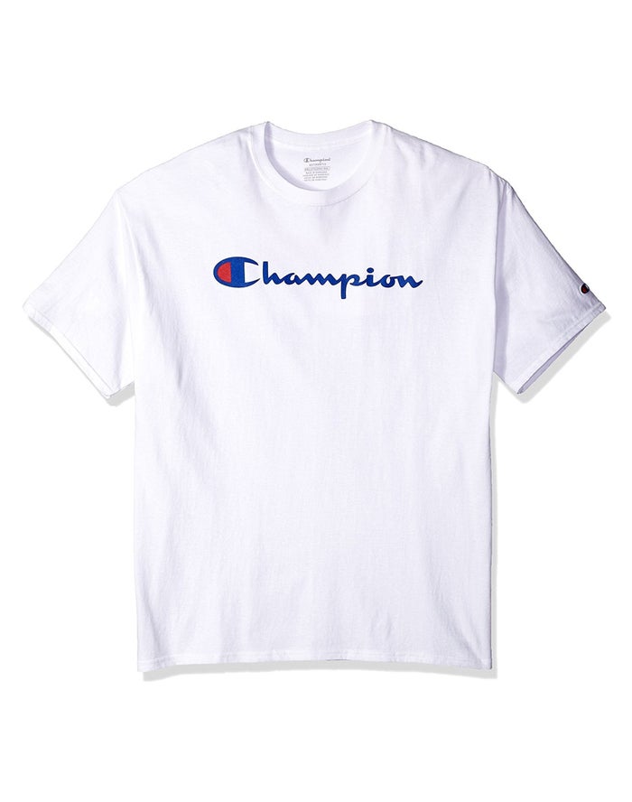 Champion Cotton Script Logo - Poikien Valkoinen T-Paita - Suomi 3760952-GN